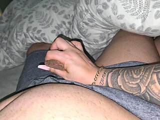 Step mom hand can't stay away from Indian step son big dick and handjob