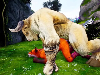 Minotaur fuck furry Foxy Girl and Tiger Girl in the rain - Wild Sin
