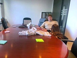 Caught getting a blowjob by the office slut secretary