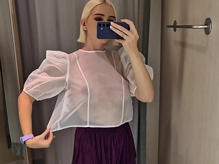 Let'_s try on transparent clothes, completely see-through. In the mall. See me in the fitting room