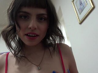 Adorable babe with cute feet taking hard dick in POV