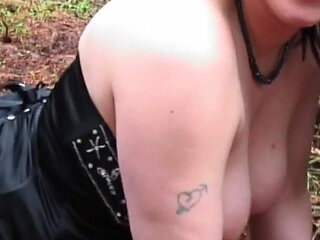 Chubby British Skank Meets a Group of Strangers in the Woods for a Dirty Dogging Mission