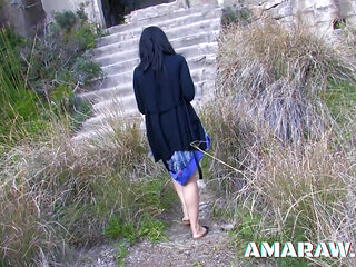 Small tits Oldia Paris with dark skin handling both men