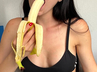 Teasing in Jeans,eating & Sucking Banana