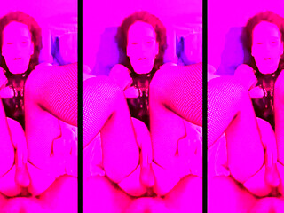 Gorgeous Goth T-girl Fucked Hard in Pink-light with Cumswallowing