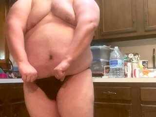 Humongous Burly Chub Bear Flexes and Bursts While Still Soft