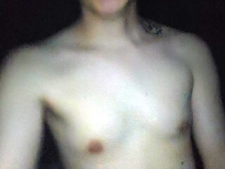 solo stroking outdoors next to the woods