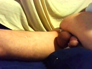 trying hard to bottom out my boy hole on big Chorizo XL dildo. low angle