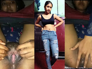 18+ Cute Indian Girl Fingering Wet  Hairy Pusssy Desi Village Teen