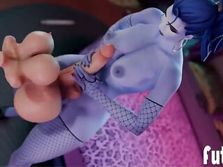 My Hero Academia Futa Plays a Fun Cum Game, Hard Futa Cock Widowmaker Fucks a Thicc Futa Sex Toy