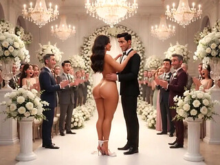 Cuckold Husband Watches Wedding Guests Touch Bride on All Fours  AI Hentai 3D Cartoon
