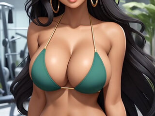 Indian Jaya Anjali at fitness center (Ai model)