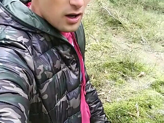 Intense Quick Jerk off Outdoor While Friends Are Inside House