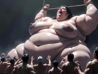 Giant SSBBW Tied up - Tiny Men Exploring Deep Inside Her Wet Cunt