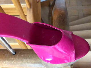 Abusing Pink High Heel Mules - user request