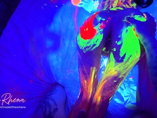 Wild fluorescent sex on bed with TheoRhena