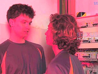 Two Twink Electricians Bareback Spark Wild Fuck