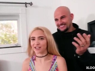 Kinky teen takes huge cock in deepthroat blowjob