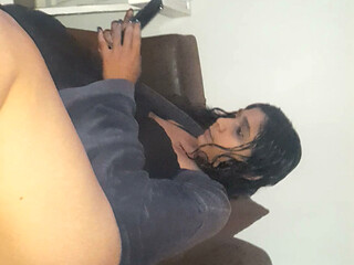 Busty Indian MILF gives hubby a footjob