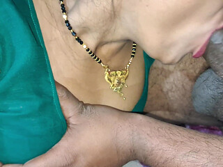 Indian Hot Bhabhi Sucking Dick in Green