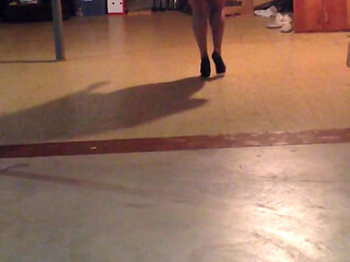 Nude Catwalking in Heels