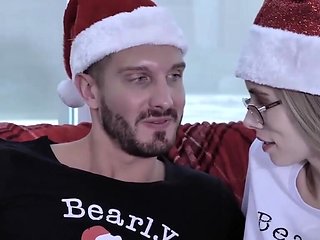 Santa stepdad is going to SLAY her teenage pussy too