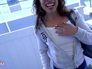 Cute Skinny Brunette Mercedez Deepthroats A Big Cock And Swallows Cum!