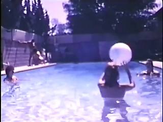 Classic USA swimming pool orgy involves hot interracial couple
