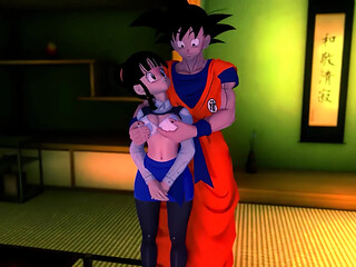 Dragon Ball Zex: Goku and Chi-Chi get cozy with Gohan joining in