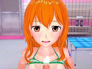 Nami's POV in three-dimensional anime action from One Piece