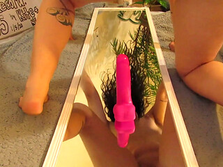 Mirror Riding and Cumming on My Dildo