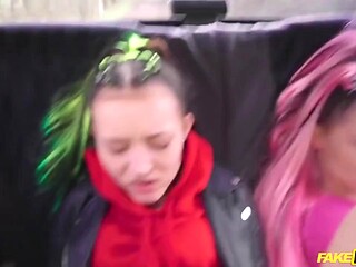 Euro Driver Pounds Big-Butted Teen Twins in Backseat