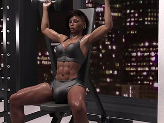 Shemale fucks friend at the gym