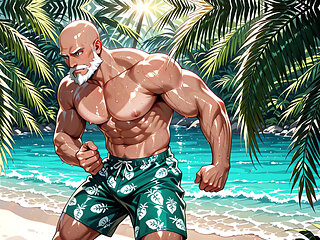 Handsome Bald Old Man Shirtless
