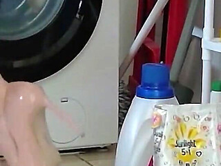 Laundry in Highheels Doing Laundry in Denim Shorts and Pointy Stilettos