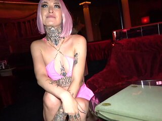 Couple sex with hot Tabitha Poison in a club