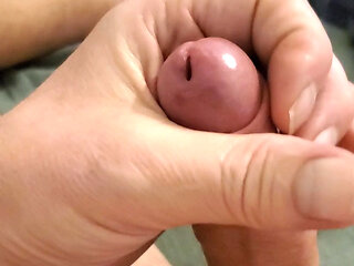 Foreskin teasing wanking till my spunk flys out