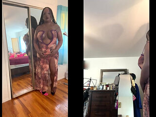 Black Babe Danae Stripping, Dancing Nude, Rubbing Her Pussy and Showing Her Dick!