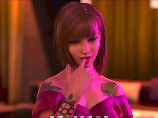 Interactive adult visual novel featuring a busty brunette in steamy scenarios