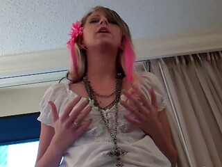 Amateur video of Blond teen masturbates with dildo