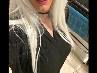 Platinum Blonde Crossdresser After Date