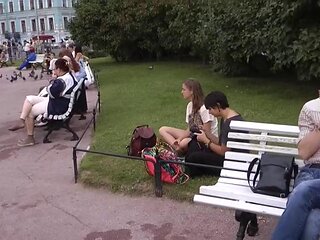 Anal creampie after sex in fresh air