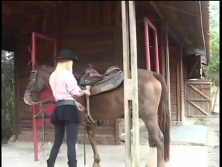 Blonde gets mounted on woods naked then gets her pussy licked and fingered
