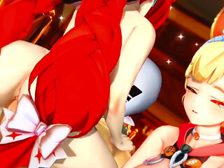 Zenless Zone Zero - FFM Yuzuha and Alice Swap Cock and Take Turns Riding - 3D Hentai Animations