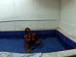 Pretty Hot Black Ebony Girl Gave Guy a Really Nice Blowjob Outdoor In The Cool Pool Water Almost Made Him Bust a Cumload- Jhodez1