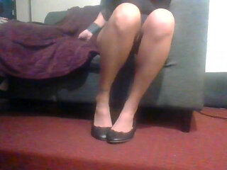 Suntan Pantyhose Sexy Legs Shoeplaying Ballet Flats