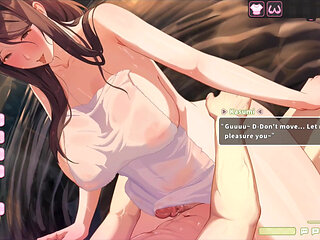 Hentai Game - Summer Clover - Kasumi's Hot Spring Intimacy Sex Scene