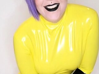 Latex slut solo anal masturbation