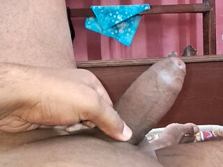 A Indian Young Boy laying On The Bed in Midnight,Doing Handjob.