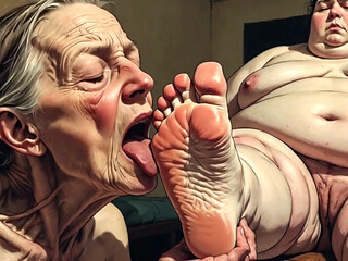 90 Year Old Granny Licking & Sucking BBW Big Feet - Very Aroused